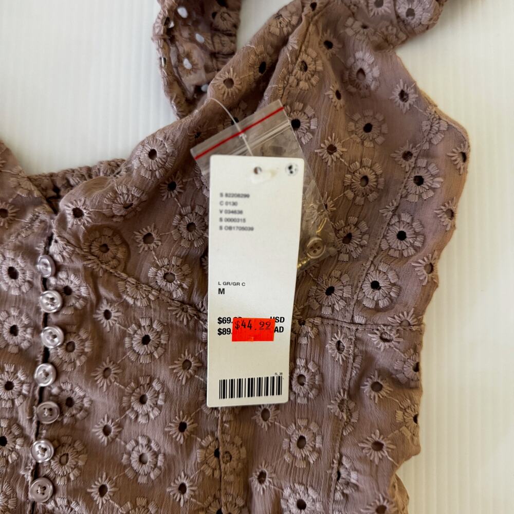 UO Kimchi Blue Eyelet Mini Dress Medium NWT Pink Cottagecore Balletcore Coquette - Picture 11 of 16